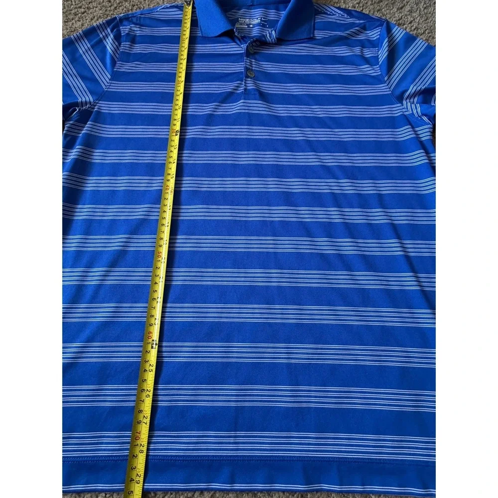 Nike Golf Tour Performance Polo Shirt Dri-Fit Swoosh Logo Blue Stripe Large JBHS